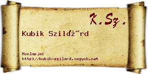 Kubik Szilárd névjegykártya