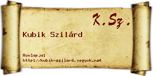 Kubik Szilárd névjegykártya